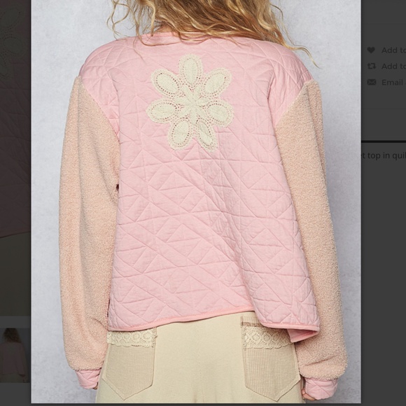 POL “ Pearl “ POL Round Neck Quilted Jacket with Crochet Patchwork Detail 94 - Picture 4 of 4